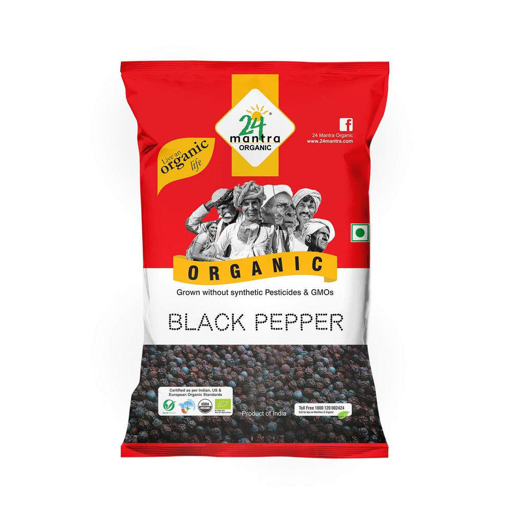 24 Mantra Organic Black Pepper Whole 7 oz - Spices